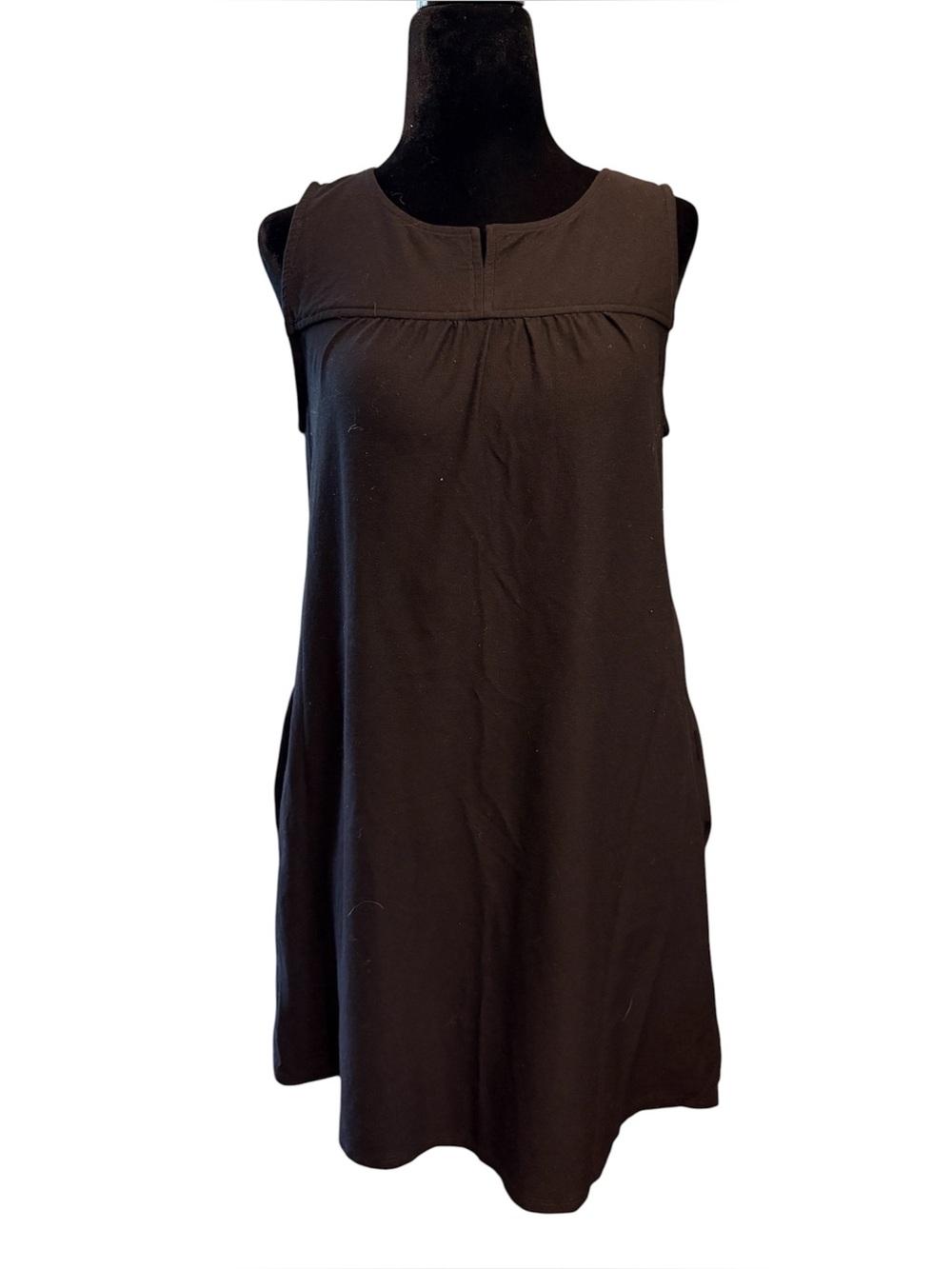 EILEEN FISHER Black Stretch Crepe Yoke Sleeveless Tunic Top size XS